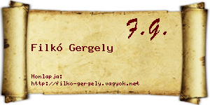 Filkó Gergely névjegykártya